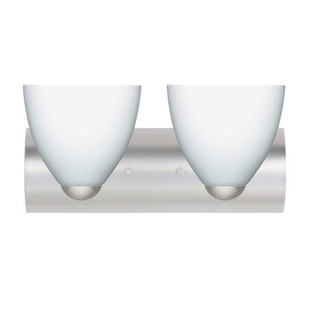 Besa Lighting Sasha Vanity, Opal Matte, Satin Nickel Finish, 2x60W Incandescent 2WZ-757207-SN